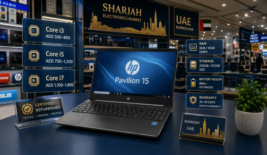 Secondhand/Used HP Pavilion 15 Price in Sharjah | AI-Generated Image.