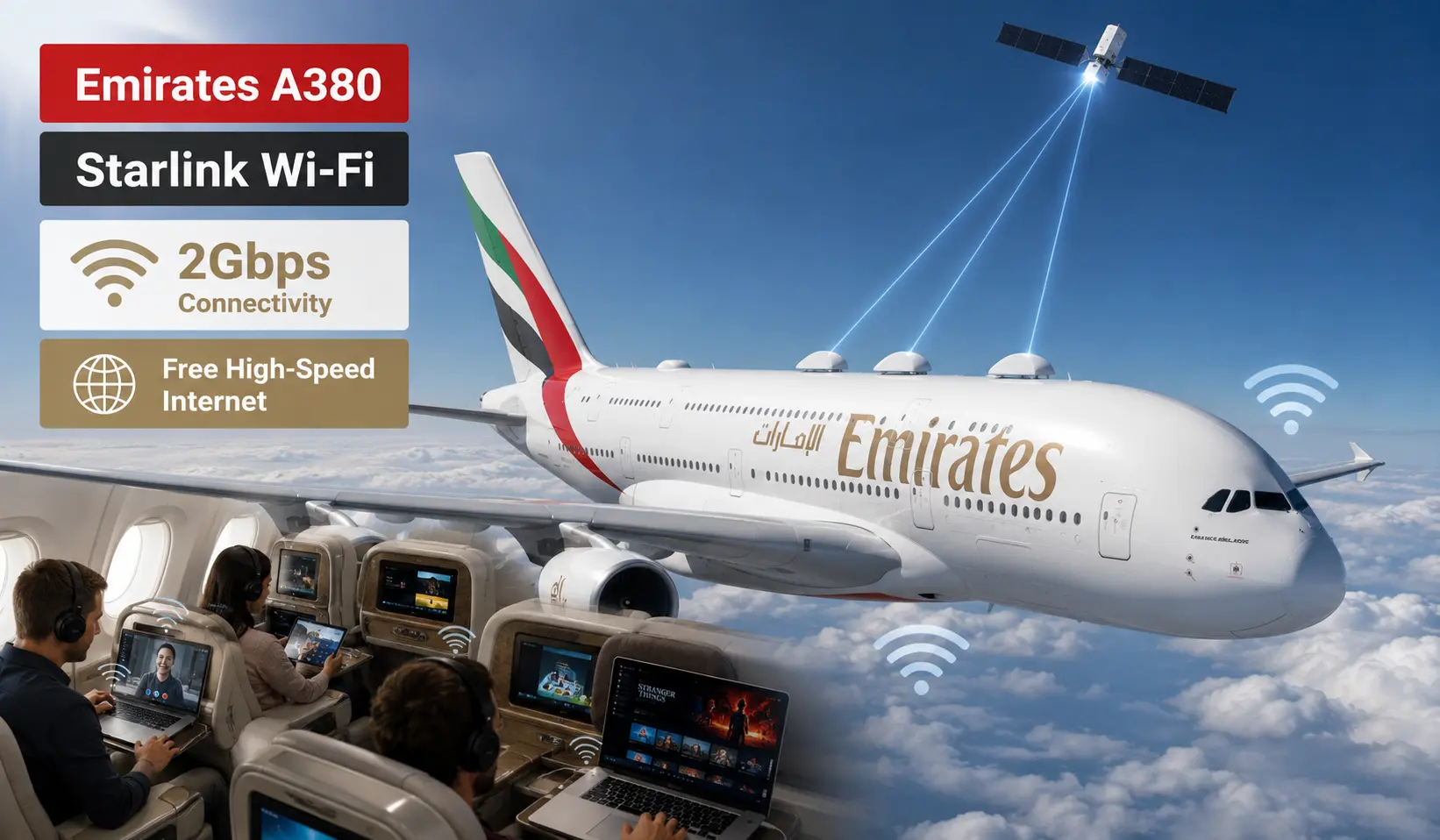Emirates Adds Starlink Wi-Fi to A380 Fleet
