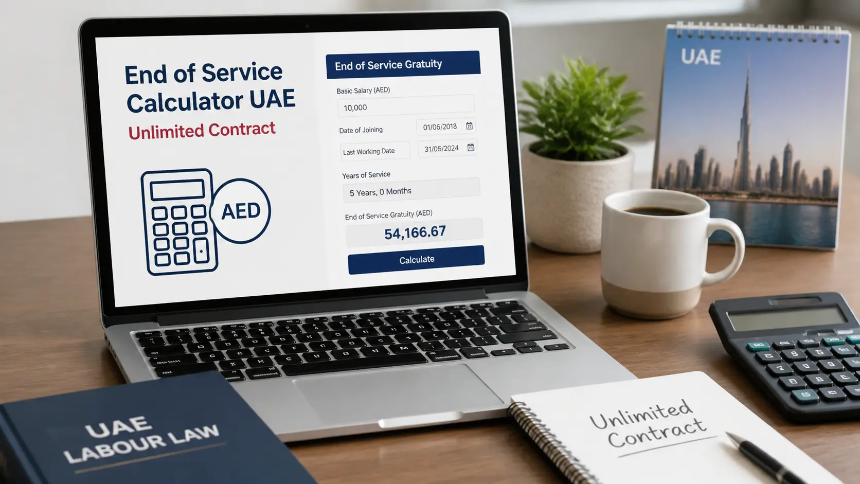 End of Service Calculator UAE Unlimited Contract