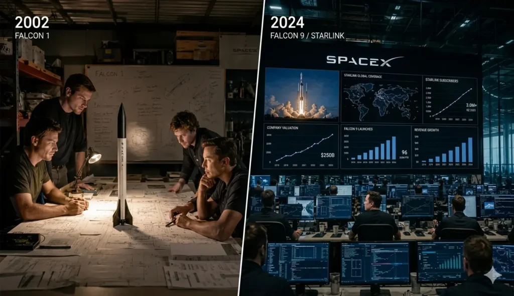 SpaceX Net Worth - Elon Musk - 2002 status vs 2024 status of Spacex
